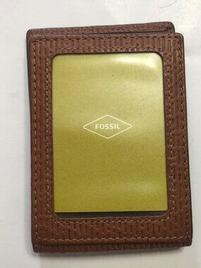 FOSSIL MENS LEATHER MONEY CLIP WALLET-NEW